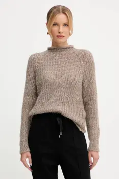 Luisa Spagnoli pulover din amestec de lana culoarea bej, cu turtleneck, 100150 imagine