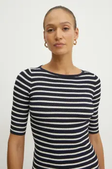 Luisa Spagnoli pulover femei, culoarea albastru marin, light, 58603 imagine