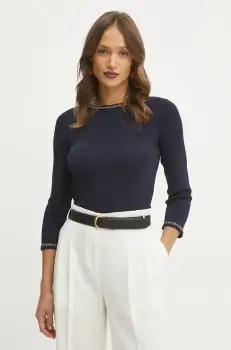 Luisa Spagnoli pulover femei, culoarea bleumarin, light, 58647 imagine