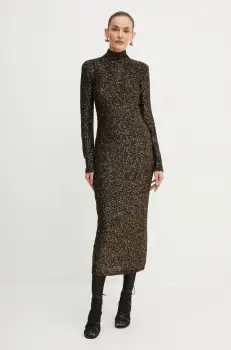 Luisa Spagnoli rochie CROMATA culoarea negru, maxi, mulata, 58498 imagine