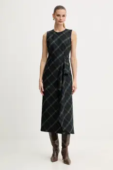 Luisa Spagnoli rochie cu lana culoarea bleumarin, midi, evazati, 542289 imagine