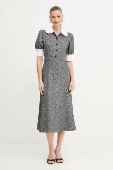 Luisa Spagnoli rochie cu lana culoarea gri, maxi, mulata, 542276 imagine