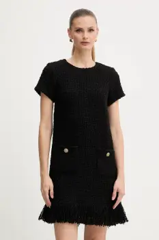 Luisa Spagnoli rochie cu lana culoarea negru, mini, drept, 542531 imagine