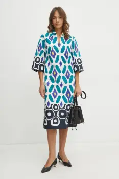 Luisa Spagnoli rochie culoarea alb, midi, drept, 542073 imagine