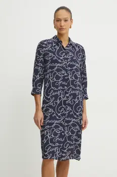 Luisa Spagnoli rochie culoarea albastru marin, midi, drept, 542218 imagine