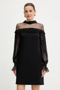 Luisa Spagnoli rochie culoarea negru, mini, drept, 542393 imagine