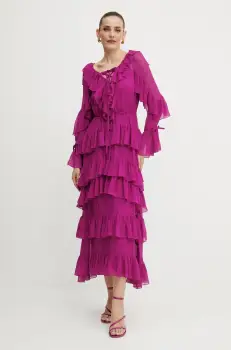 Luisa Spagnoli rochie culoarea roz, maxi, evazati, 541979 imagine