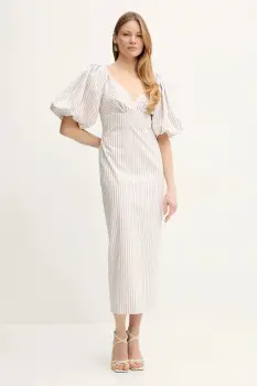 Luisa Spagnoli rochie din bumbac culoarea alb, maxi, drept, 542277 imagine