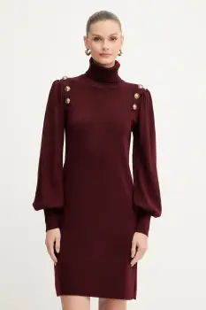 Luisa Spagnoli rochie din lana culoarea bordo, mini, drept, 100056 imagine