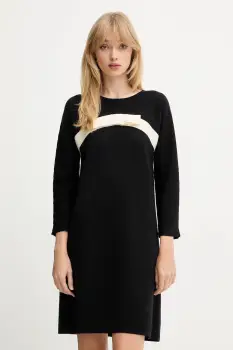 Luisa Spagnoli rochie din lana culoarea negru, mini, drept, 100057 imagine