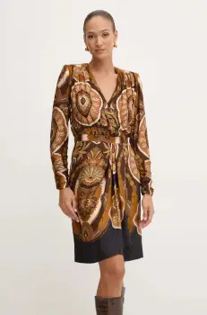 Luisa Spagnoli rochie GIRELLO culoarea maro, mini, evazati, 541423 imagine