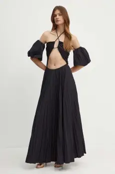 Luisa Spagnoli rochie PESTO culoarea negru, maxi, evazati, 541313 imagine