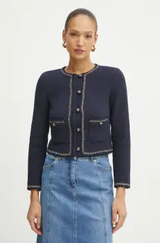 Luisa Spagnoli sacou culoarea albastru marin, un singur rand de nasturi, 541684 imagine