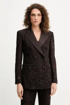 Luisa Spagnoli sacou culoarea maro, cu doua randuri de nasturi, cu imprimeu, 542291 imagine