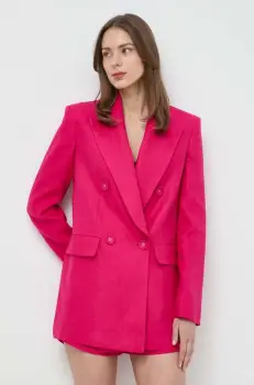 Luisa Spagnoli sacou de in VELINA culoarea roz, cu doua randuri de nasturi, neted, 540685 imagine