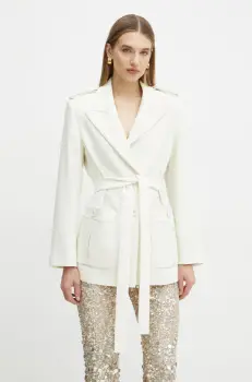 Luisa Spagnoli sacou din lana culoarea bej, un singur rand de nasturi, neted, 541517 imagine