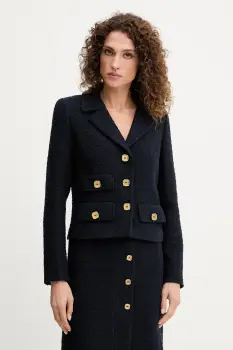 Luisa Spagnoli sacou din lana culoarea bleumarin, un singur rand de nasturi, uni, 542245 imagine