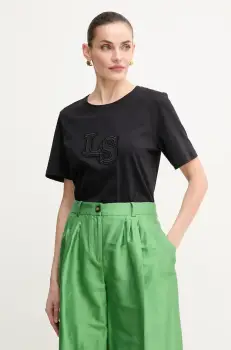 Luisa Spagnoli tricou din bumbac femei, culoarea negru, 542081 imagine