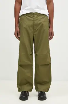 Maharishi pantaloni de bumbac Bonsai Landscape Loose Snopants culoarea verde, drept, 5346.OLIVE imagine