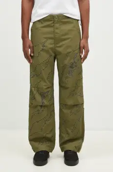 Maharishi pantaloni de bumbac Dpm: Sparse Bonsai Snopants culoarea verde, drept, 5340.OLIVE imagine