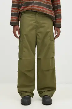 Maharishi pantaloni de bumbac Original Cargo Snopants Loose culoarea verde, cu fason cargo, 5300.OLIVE imagine