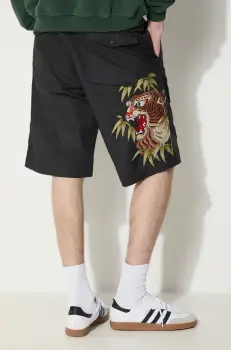 Maharishi pantaloni scurti Maha Tiger Loose Snoshorts barbati, culoarea negru, 5099.BLACK imagine