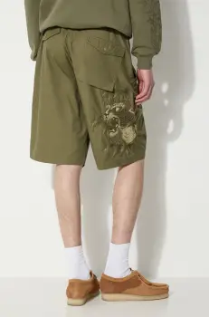 Maharishi pantaloni scurti Maha Tiger Loose Snoshorts barbati, culoarea verde, 5099.OLIVE imagine