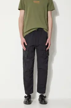 Maharishi pantaloni Veg Dyed Cargo Track Pants Japanese barbati, culoarea negru, cu fason cargo, 5040.BLACK imagine