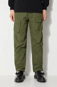 Maharishi pantaloni Veg Dyed Cargo Track Pants Japanese barbati, culoarea verde, drept, 5040.OLIVE imagine