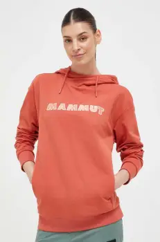 Mammut bluza ML Hoody Logo femei, culoarea roz, cu gluga, cu imprimeu imagine