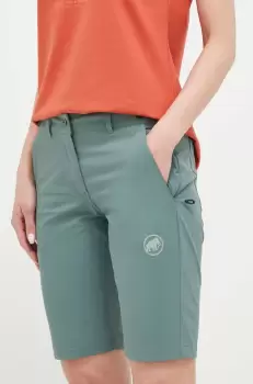Mammut pantaloni scurti outdoor Runbold culoarea verde, neted, medium waist imagine