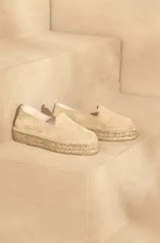 Manebi espadrile din piele intoarsa Hamptons Double Sole Espadrilles culoarea bej, cu platforma, K 1.1 D0 imagine