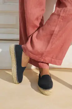 Manebi espadrile din piele intoarsa Hamptons Double Sole Espadrilles femei, culoarea negru, cu platforma, K 1.5 D0 imagine