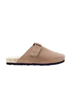 Manebi papuci din piele Hamptons Clog Mules femei, culoarea bej, W 1.9 B0 imagine