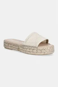 Manebi papuci pentru femei crem din plasa espadrile imagine