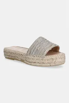 Manebi papuci pentru femei Gold Espadrilles Sandals imagine