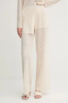 Marc Aurel pantaloni culoarea bej, lat, high waist, 1750-7011-93428 imagine