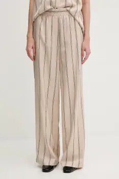 Marc Aurel pantaloni culoarea bej, lat, high waist, 1856-1000-93421 imagine