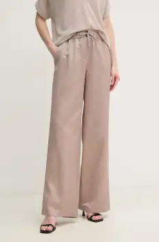 Marc Aurel pantaloni din amestec de in femei, culoarea bej, lat, high waist, 1852-1000-93406 imagine