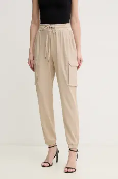 Marc Aurel pantaloni femei, culoarea bej, high waist, 1844-7000-73813 imagine
