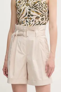 Marc Aurel pantaloni scurti culoarea bej, uni, high waist, 1862-2300-93419 imagine