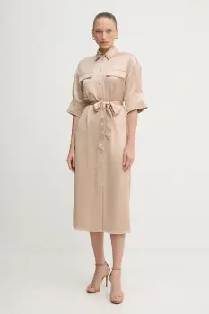 Marc Aurel rochie culoarea bej, midi, drept, 6553-2000-93424 imagine