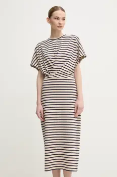 Marc Aurel rochie culoarea bej, midi, oversize, 6552-7000-73858 imagine