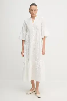 Marc Aurel rochie din bumbac culoarea alb, maxi, evazati, 6544-1020-73855 imagine