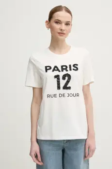 Marc Aurel tricou din bumbac femei, culoarea alb, 7647-7000-73824 imagine