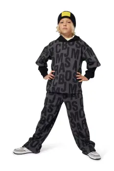 Marc Jacobs bluza copii culoarea negru, cu gluga, cu model, W60626 imagine