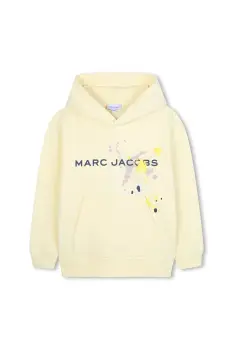 Marc Jacobs hanorac de bumbac pentru copii culoarea galben, cu gluga, cu imprimeu, W60632 imagine