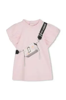 Marc Jacobs rochie din bumbac pentru bebelusi culoarea roz, mini, evazati, W60507 imagine