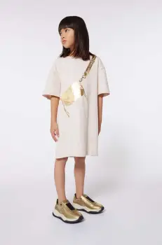 Marc Jacobs rochie din bumbac pentru copii culoarea bej, mini, drept, W60230 imagine