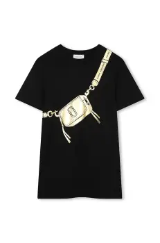 Marc Jacobs rochie din bumbac pentru copii culoarea negru, mini, drept, W60530 imagine